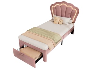 Lit avec rangement 90x200 cm MAISENTIEL   coloris rose