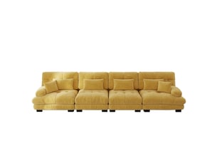 Canapé modulable 4 places canapé d'angle jaune en tissu chenille pour salon moderne et confortable
