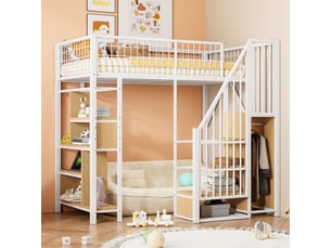 Lit mezzanine 90x200 cm <strong>MERAX</strong>  <strong>lit enfant blanc</strong> coloris blanc