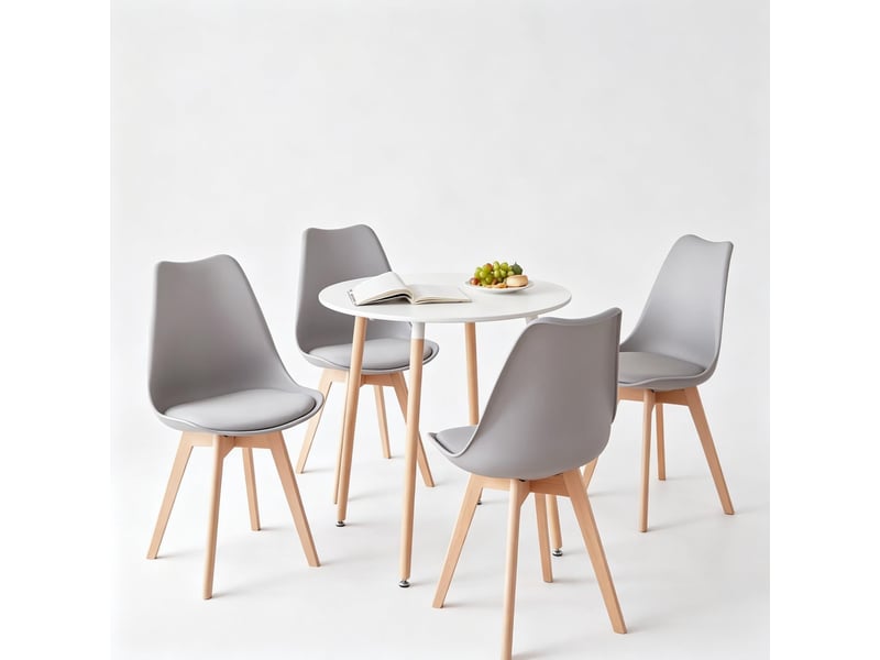  Table à manger ronde 80x80 avec 4 chaises homvra  - Conforama A