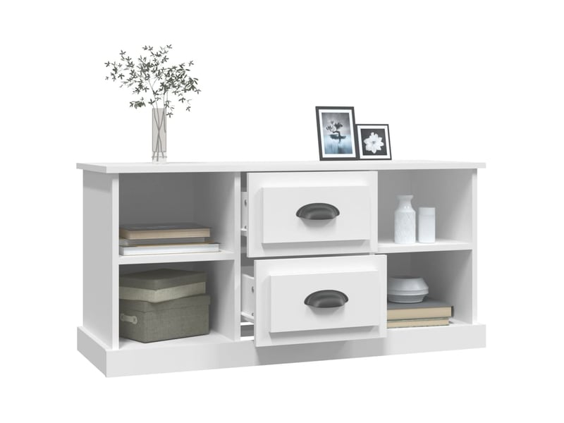  Meuble tv - banc tv - meuble de rangement blanc 99,5x35,5x48 cm bois d'ingénierie  - Conforama E