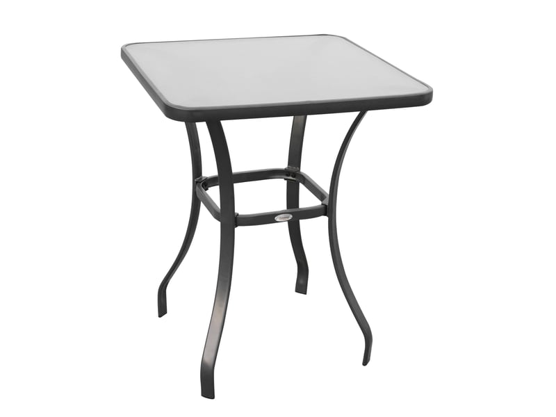  Table bistrot carrée de jardin 68,5x68,5x84 cm en métal et verre noir  - Conforama A