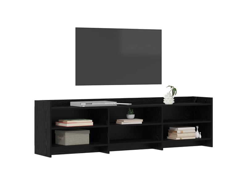  Meuble tv - banc tv - meuble de rangement 168 x 33 x 47 cm chêne noir bois d'ingénierie  - Conforama C