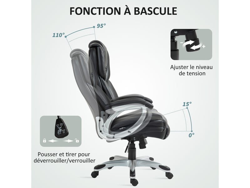  Chaise de bureau fauteuil de bureau avec fonction bascule roulettes pivotantes 360° marron 66 x 75,5 x 115,5-124,5 cm  - Conforama R