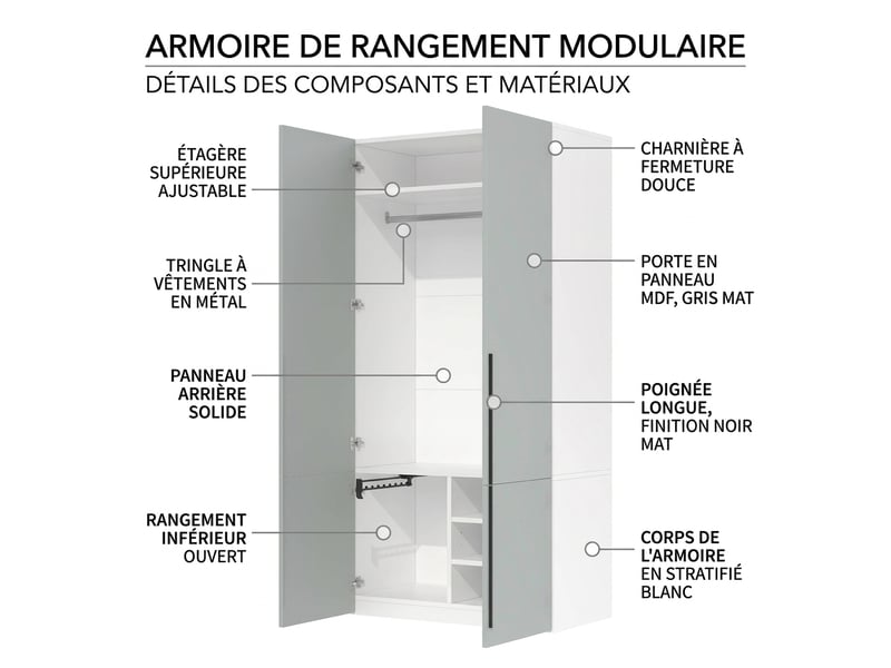  Vestiaire d'entrée avec banc à chaussures et éclairage led, 90x47x145 cm, mdf chêne  - Conforama D