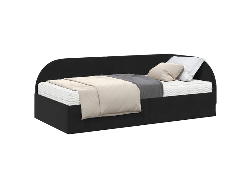 Lit adulte, lit simple, cadre de lit d'angle avec matelas 2 pc noir velours cf6475 - Conforama A