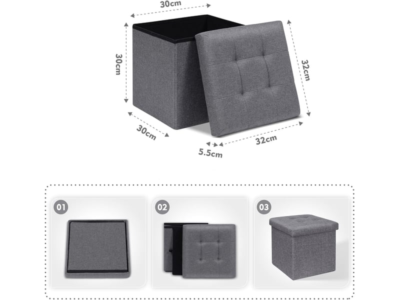  Pouf repose-pieds coffre rangement jouets enfant 30x30x30 cm  - Conforama B