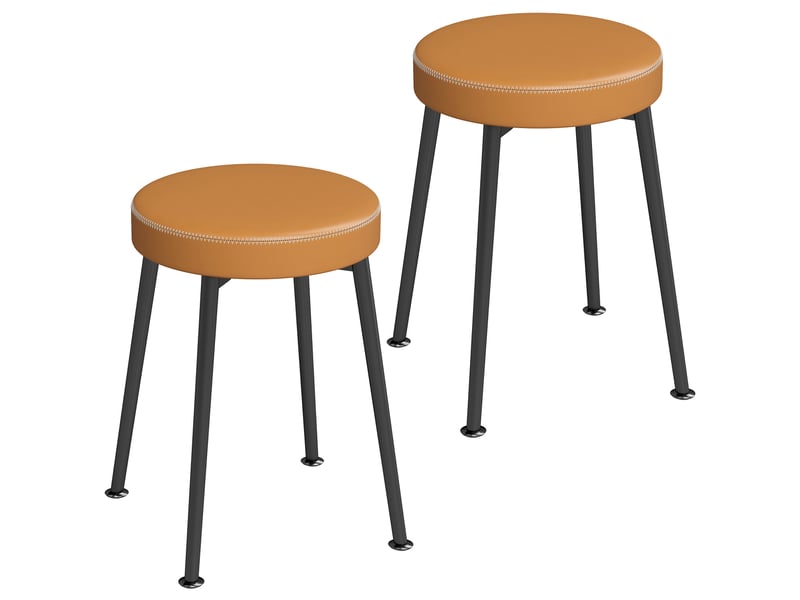 Lot de 2 chaises de salle à manger rondes, chaises de cuisine empilables avec assise rembourrée en pu, marron et noir  - Conforama A