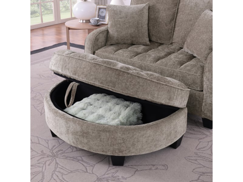  Canapé convertible 2 en 1 - canapé-lit + pouf de rangement, tissu respirant, bois d'eucalyptus, marron  - Conforama E