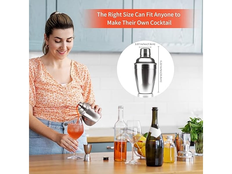  Shaker à cocktail en acier inoxydable, shaker de bar à cocktails, shaker à vin avec passoire et couvercle, 250 ml (8,4 oz) GTR06138 - Conforama B