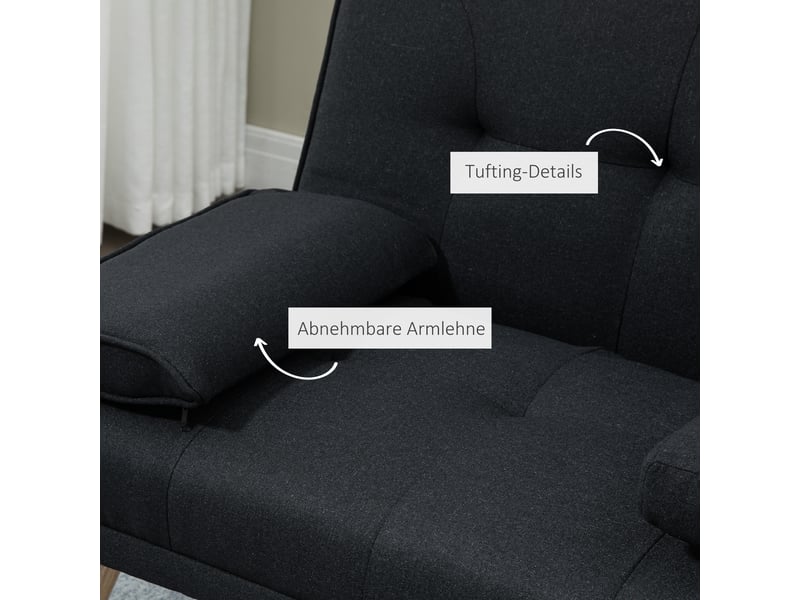 Canapé convertible 3 places avec dossier réglable, tablette rabattable et porte-gobelets en polyester gris - Conforama E