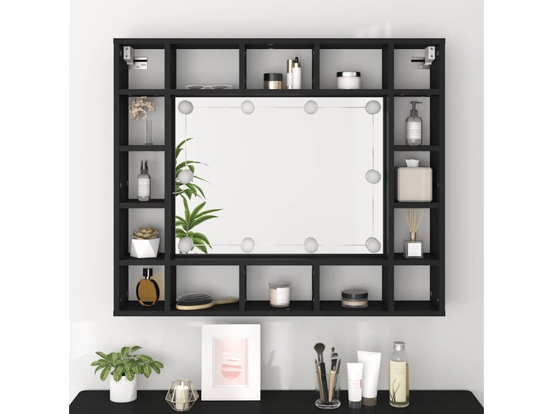  Armoire à miroir à led noir 91x15x76.5 cm  - Conforama D