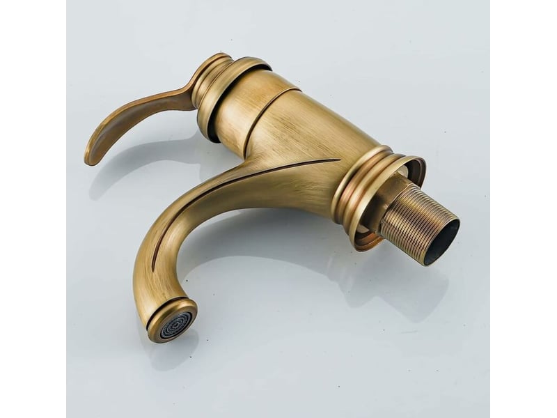  Robinet de salle de bain antique, mitigeur de lavabo rétro, robinet de salle de bain en laiton brossé nostalgie pour salle de bain  - Conforama A