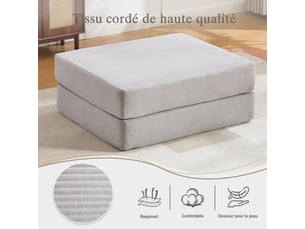 Pouf / repose pied BLOSSOM HFSN-1227LG gris