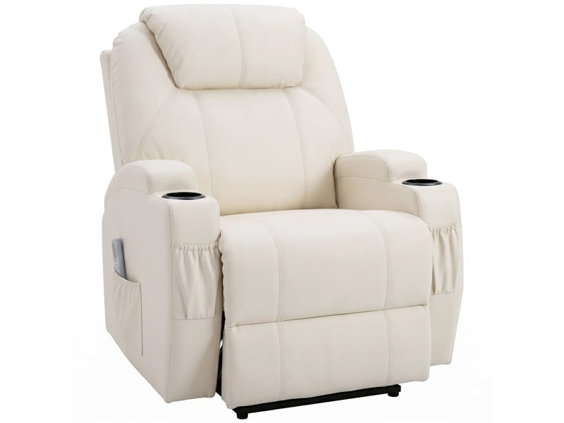  Fauteuil de relaxation et massage électrique en synthétique pu crème 82x97x110 cm  - Conforama A