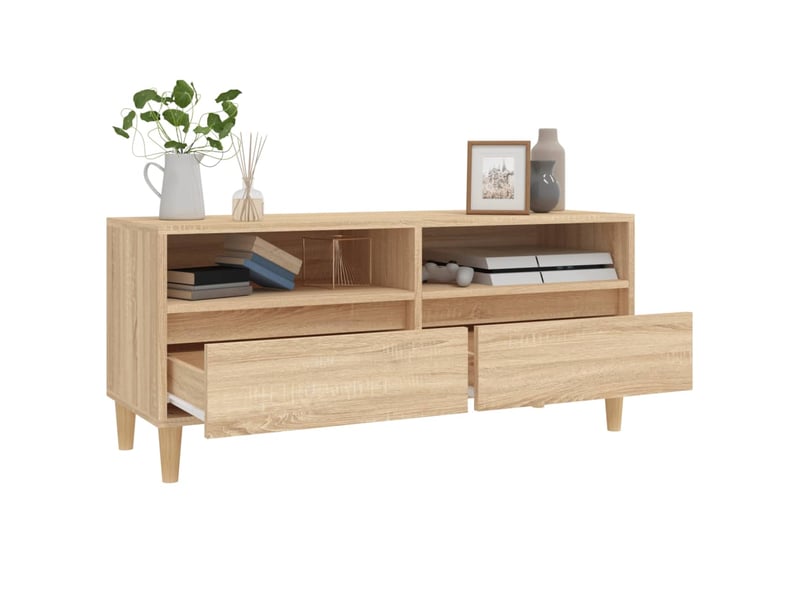  Meuble tv - banc tv - meuble de rangement chêne sonoma 100x34,5x44,5 cm bois d'ingénierie  - Conforama E
