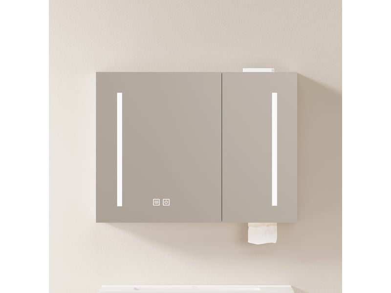 Meuble de salle de bain avec miroir led de 80 cm, élégant meuble de rangement pour salle de bain, salon et chambre.  - Conforama B