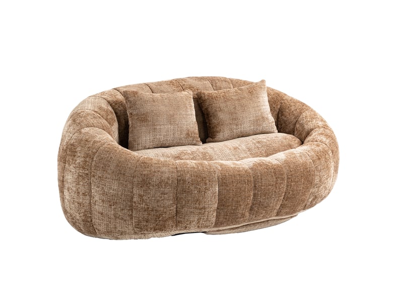  Canapé sac 150x95x63 cm, assise large et dossier confortable en mousse, chenille couleur café  - Conforama A
