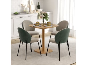 Table à manger design finition biseautée 4 personnes dim. 70 x 70 x 75 cm bois hévéa coloris naturel