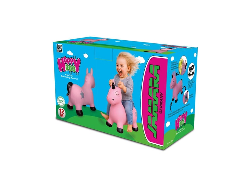 Animal rebondissante licorne hoppydoo rose vif avec pompe 460453 - Conforama D