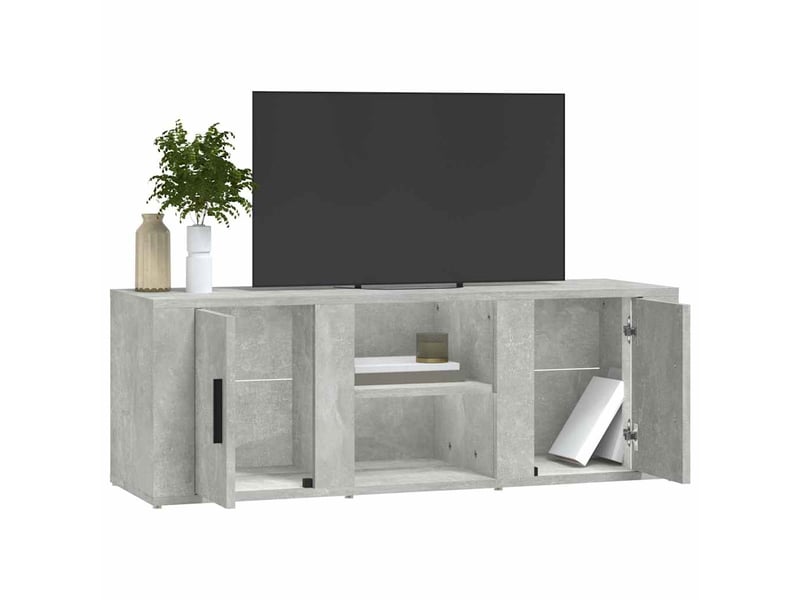  Meuble tv - banc tv - meuble de rangement gris béton 100x31,5x35 cm bois d'ingénierie  - Conforama D