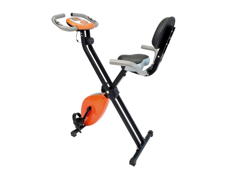 Vélo d’Appartement Pliable Magnétique – 8 Niveaux de Résistance, Écran LCD, Dossier et Capteur Cardiaque  - Conforama B