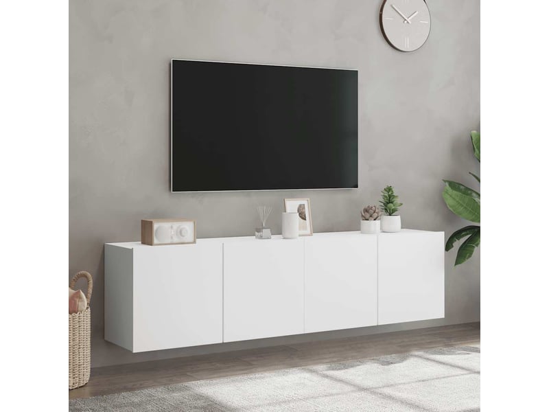  Lot de 2 meuble tv mural, meuble tv suspendu blanc 80x30x41 cm  - Conforama D
