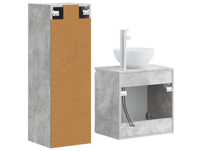 Ensemble de mobilier de salle de bain 2 pcs gris béton shl9829 - Conforama E