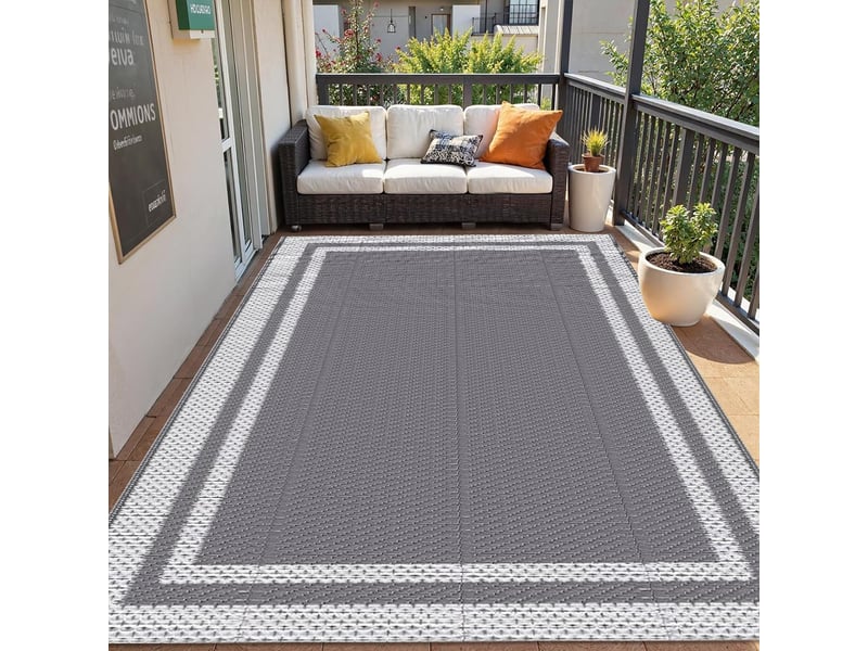  Tapis d'extérieur grand format, tapis réversible en plastique imperméable, adapté aux camping-cars, balcons, jardins, plages et campings,122x183cm  - Conforama E