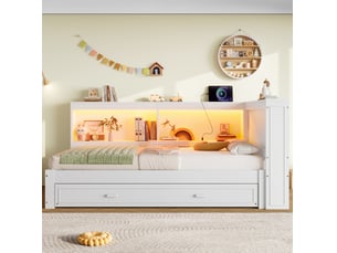 Lit gigogne 90x200 cm <strong>OKWISH</strong>  <strong></strong> coloris blanc