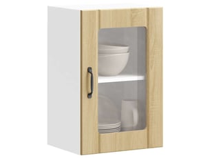 Meuble de rangement, armoire murale de cuisine et porte en verre lucca chêne sonoma
