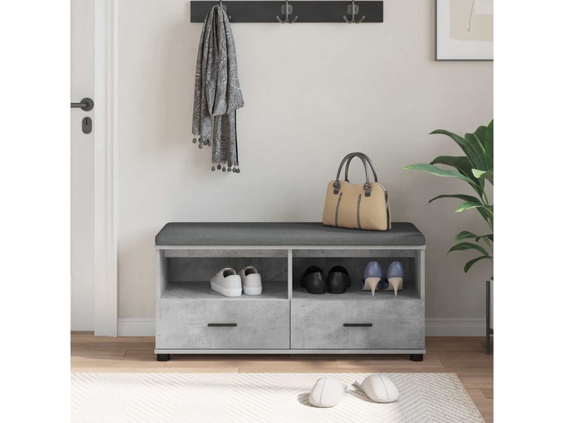  Banc d'entrée, banc interieur gris béton 100x38x46 cm  - Conforama D