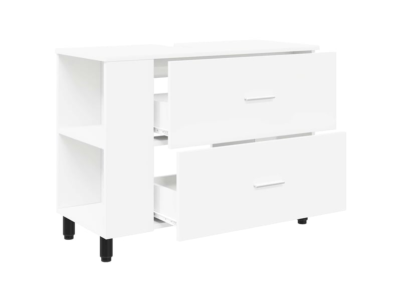  Unité de vanité de salle de bain, meuble de rangement blanc 80x35x60 cm  - Conforama D