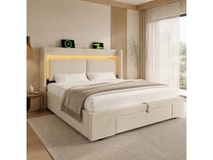 Lit coffre 140x200 cm coloris beige