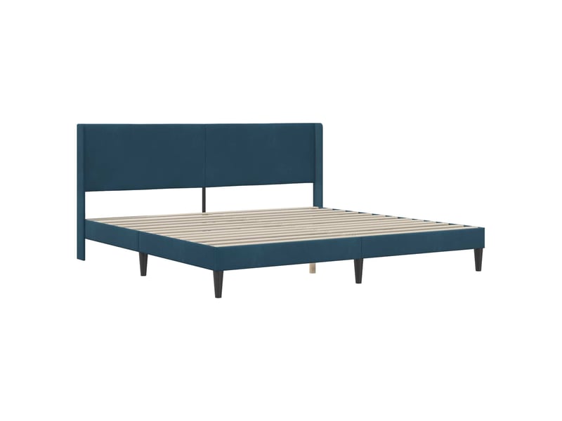  Lit double- lit adulte -  cadre de lit avec tête de lit bleu 200 x 200 cm velours  - Conforama B