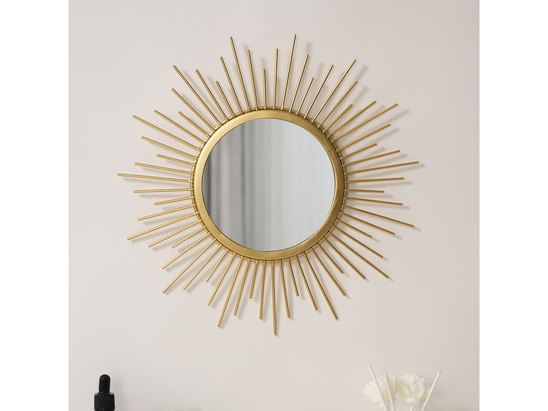  Miroir mural tournesol en fer forgé – miroir mural de style européen – idéal pour la décoration murale du salon et du bureau – 30 cm  - Conforama A