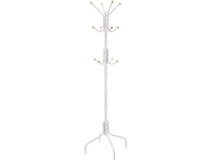 Porte-manteau sur pieds design épuré 55 x 55 x 180 cm capacité 20 kg ambiance contemporaine en acier blanc 12_0011658