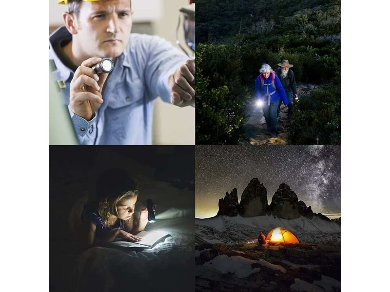 Lampe torche led rechargeable usb, lampe de poche 600 lumens, ipx4 étanche, 4 modes eclairage, lampe de poche zoomable pour ménage - Conforama E