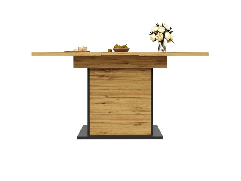  Table à manger extensible,110-140x80x76 cm,avec rangement à vin,mdf,noir  - Conforama D