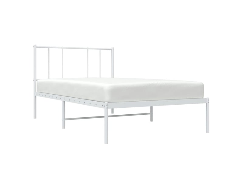  Lit simple- lit adulte -  cadre de lit métal sans matelas avec tête de lit blanc 90x200cm  - Conforama D