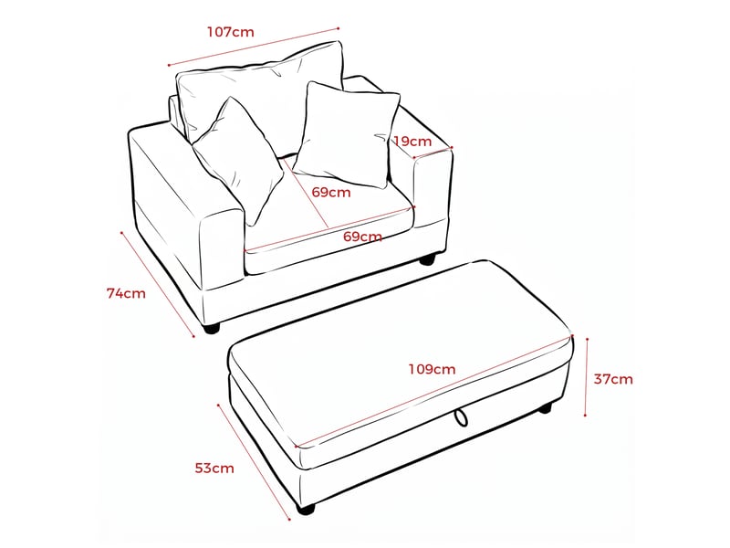  Méridienne avec repose-pieds et coffre de rangement en velours côtelé noir W3534S00003 - Conforama C