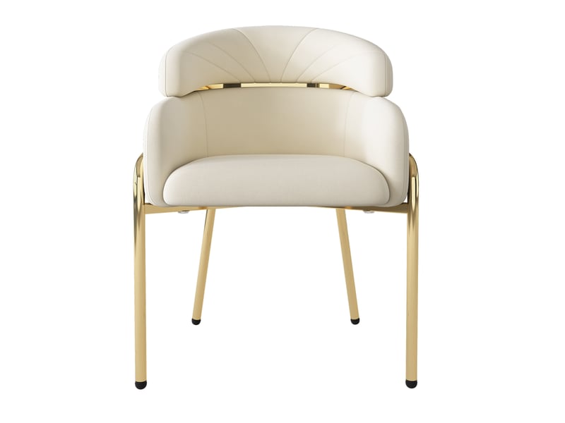  Lot 6 chaises salle à manger, 54x57x79 cm, style luxe minimaliste, métal, velours, beige  - Conforama A
