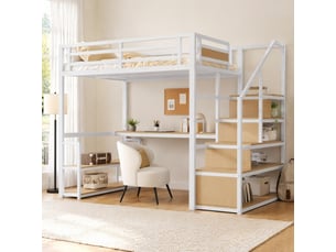 Lit mezzanine 140x200 cm <strong>MODENUIT </strong>  <strong></strong> coloris blanc