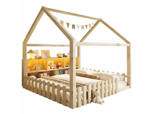 Lit cabane 140x190 cm <strong></strong> <strong></strong> coloris naturel