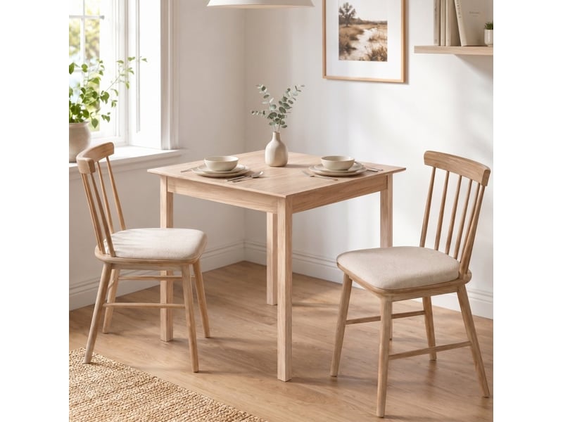  Table de salle à manger carrée 75 x 75 x 76 cm en pin, coloris bois, 2 personnes  - Conforama E