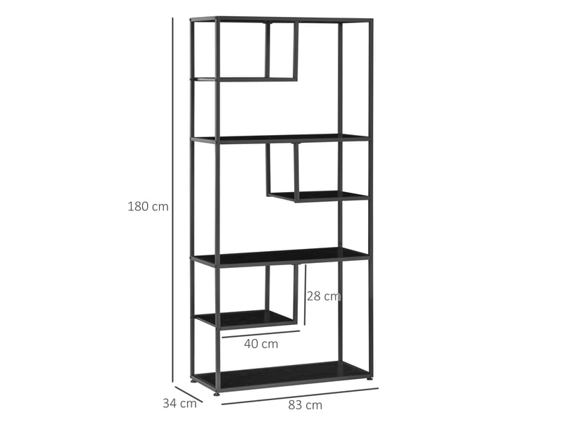  Bibliothèque étagère de rangement à 7 niveaux cadre en acier style industriel 83 x 34 x 180 cm noir  - Conforama E