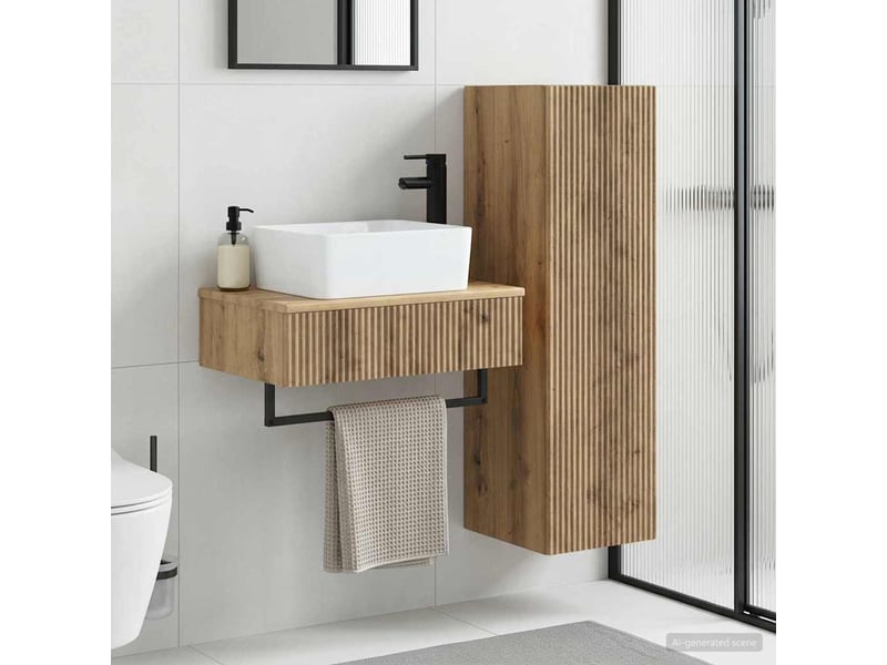 Ensemble de mobilier de salle de bain 2 pcs chêne artisanal shl5327 - Conforama B