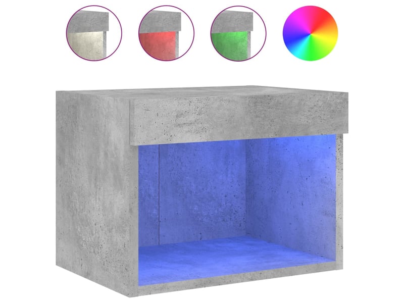  Table de chevet - cabinet de chevet - table de nuit murale avec lumières led gris béton  - Conforama A