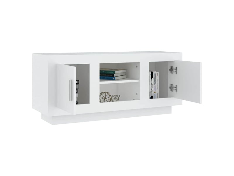  Meuble tv - banc tv - meuble de rangement blanc 102x35x45 cm bois d'ingénierie  - Conforama D