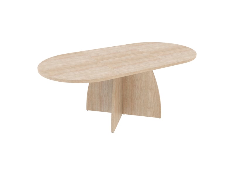  Table à manger extensible effet travertin 120/180x90 cm, 6-8 places, coins arrondis  - Conforama E